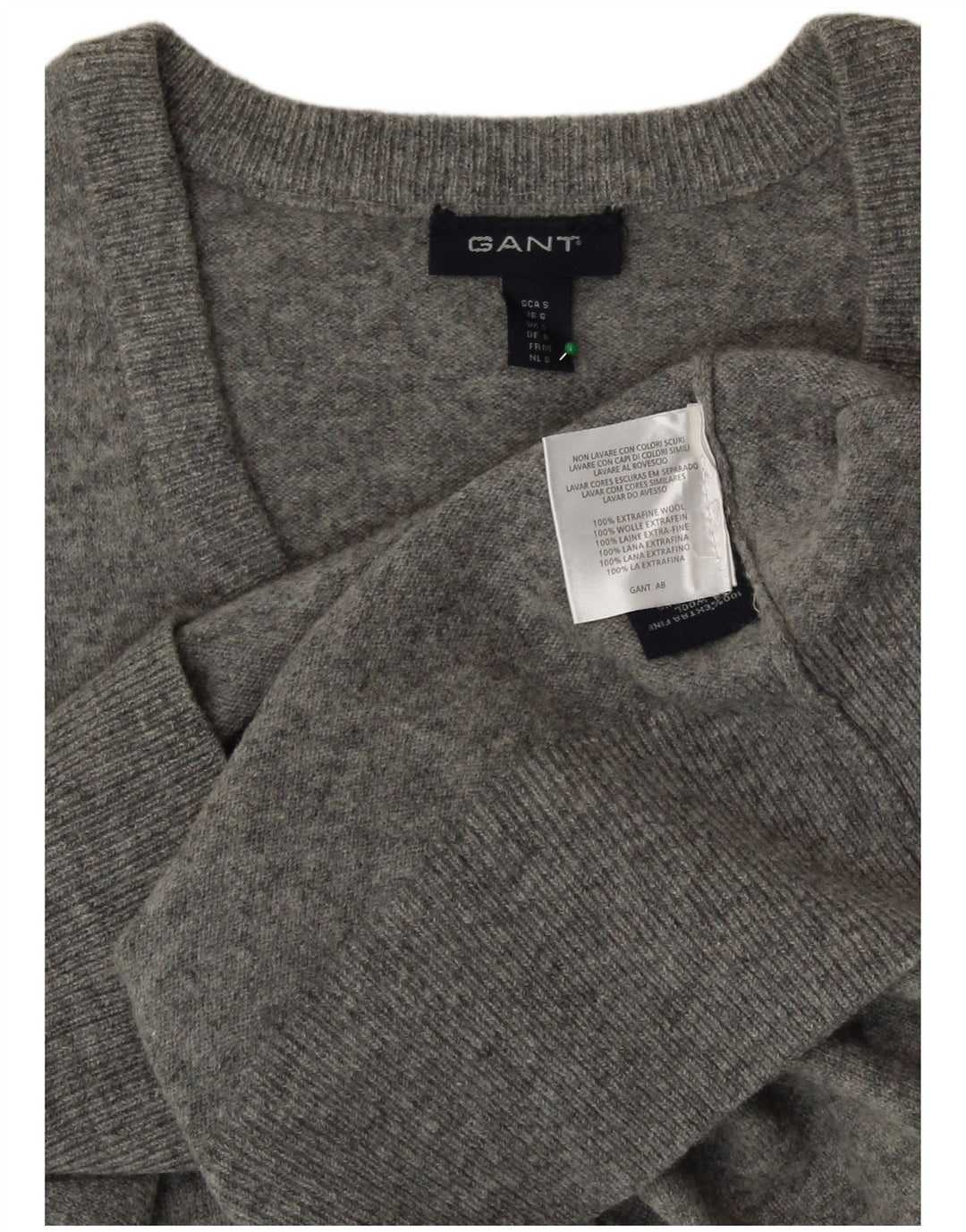 GANT Suéter corto con cuello en V para mujer UK 10 Small Grey Wool