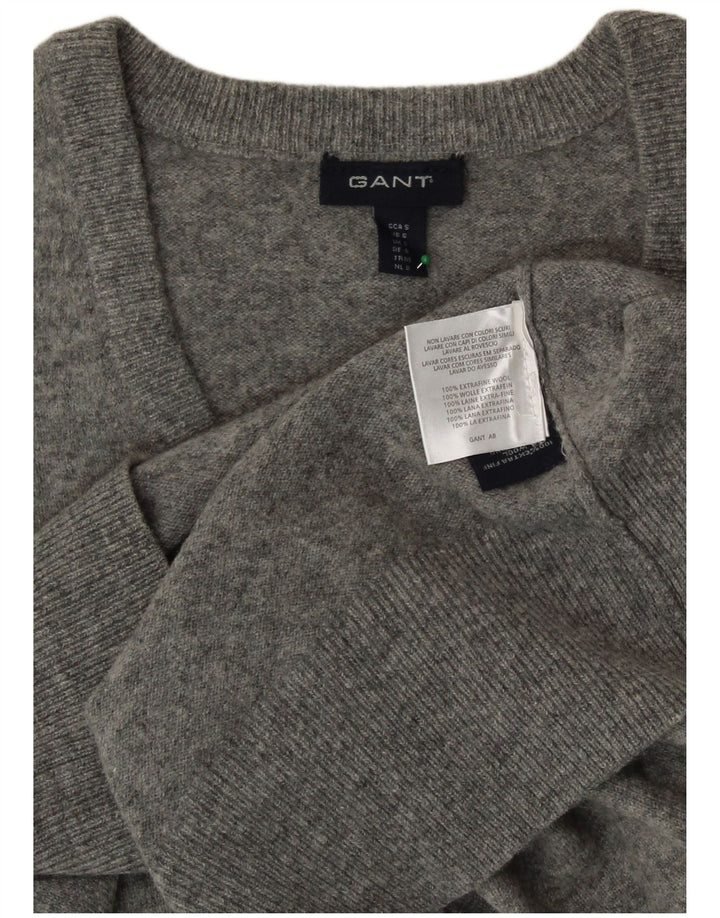 GANT Suéter corto con cuello en V para mujer UK 10 Small Grey Wool