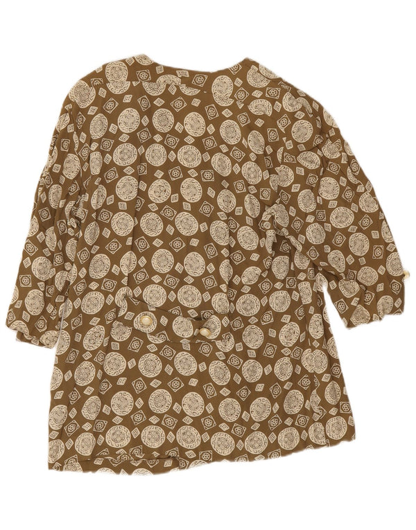 Blusa vintage de manga 3/4 para mujer IT 43 Acetato geométrico caqui medio