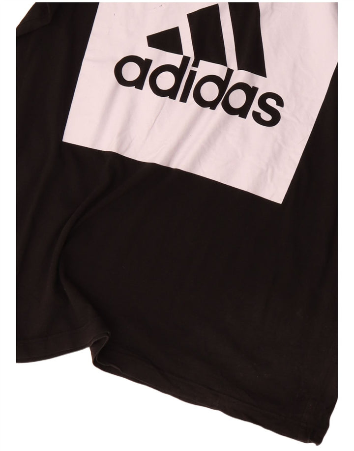 ADIDAS Camiseta gráfica para hombre Top grande de algodón negro con bloques de color