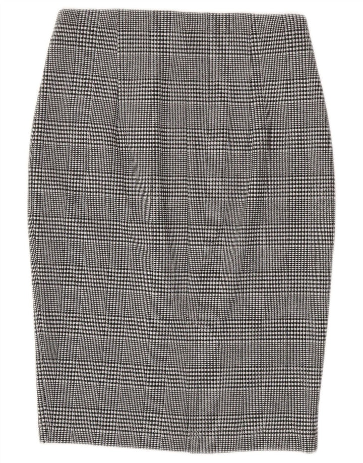 Marks & Spencer Falda lápiz para mujer UK 8 Small W28 Poliéster a cuadros gris