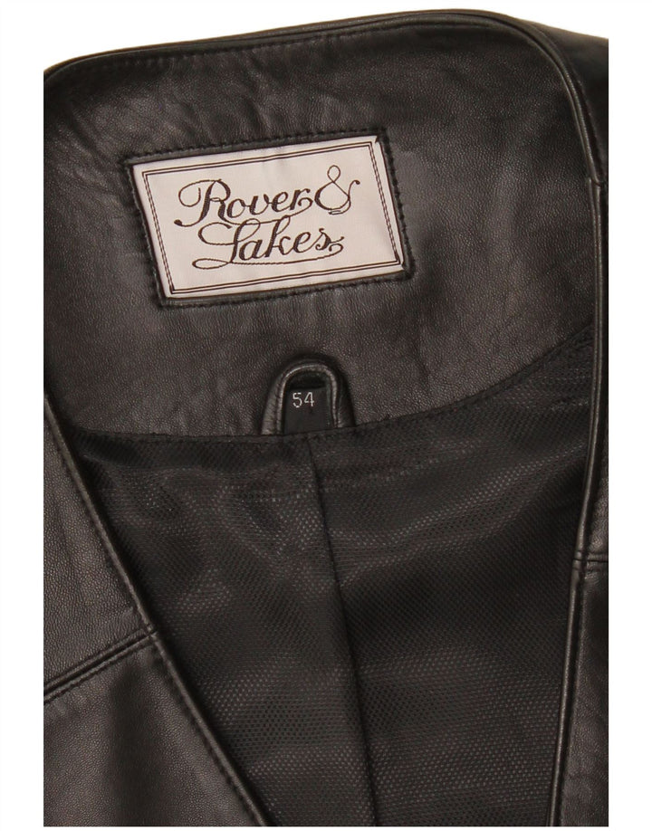 ROVER&LAKES Chaleco de cuero para hombre IT 54 XL Cuero negro