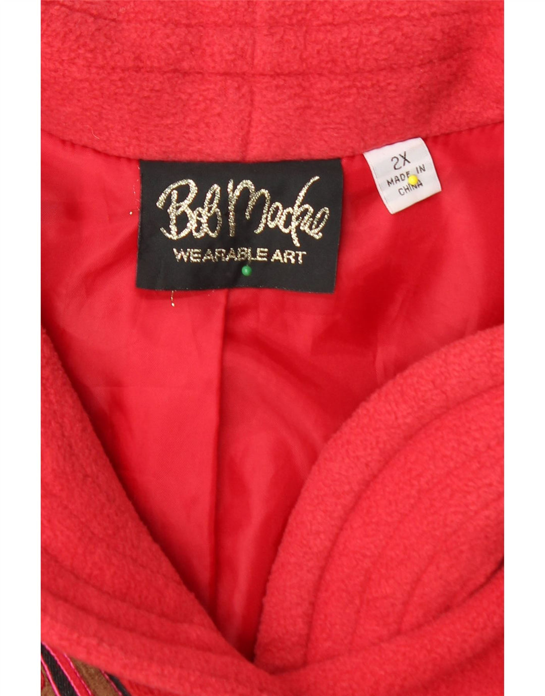 BOB MACKIE Abrigo de forro polar holgado para mujer UK 20 2XL Poliéster floral rojo