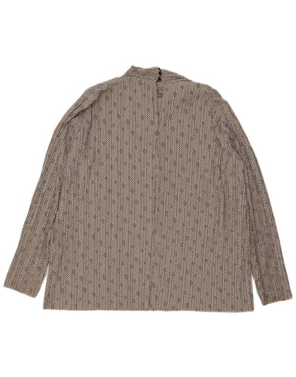 Zara Mujer Blusa Extragrande De Manga Larga Top UK 44 Gris Medio Geométrico