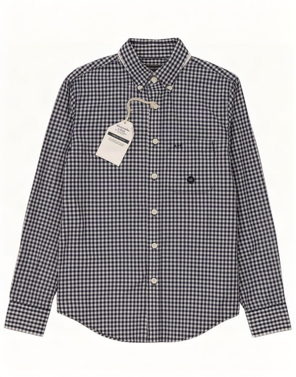 Abercrombie & Fitch Camisa para hombre XS Algodón a cuadros azul marino