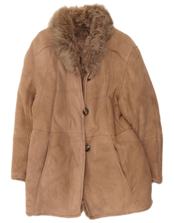 Abrigo de piel de oveja vintage para mujer IT 44 Beige medio