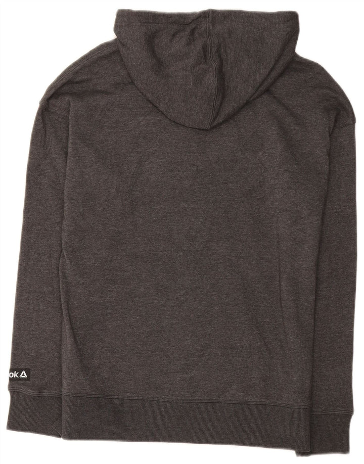 REEBOK Mens Graphic Hoodie Jumper Small Grey Cotton