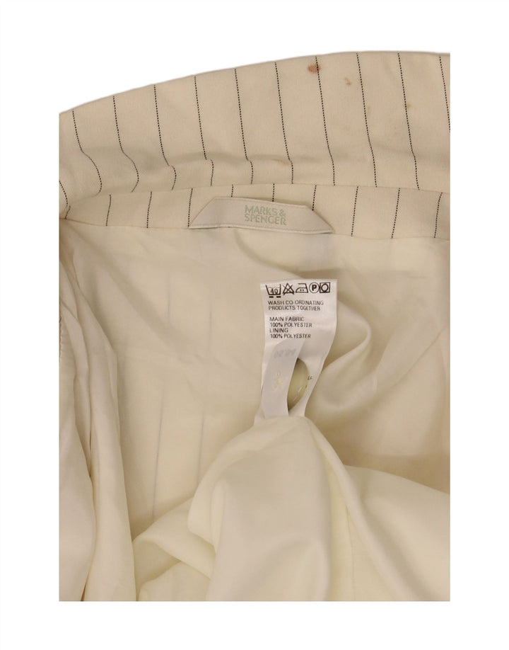 Marks & Spencer Chaqueta tipo blazer de 2 botones para mujer UK 20 2XL Blanco a rayas