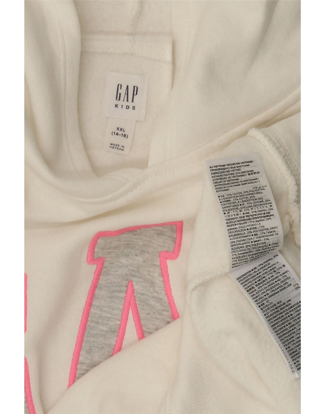 GAP Sudadera con capucha gráfica para niñas 14-15 años 2XL Algodón blanco