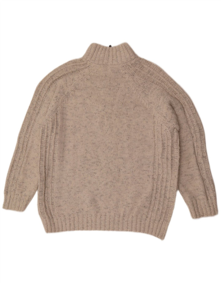 Marks & Spencer Suéter tipo jersey con cuello y cremallera de ajuste regular para hombre XL Beige Moteado