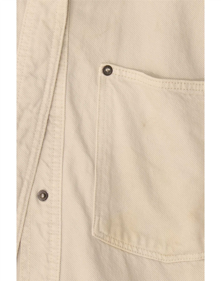 Zara Mujer Camisa Vaquera Extragrande UK 10 Small Algodón Beige