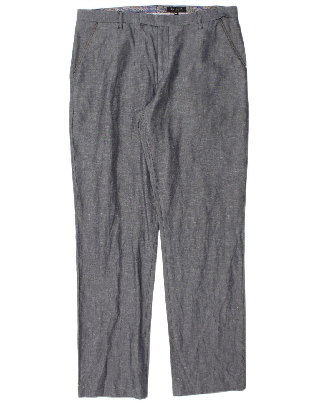 TED BAKER Pantalón chino recto para hombre W34 L32 Algodón azul