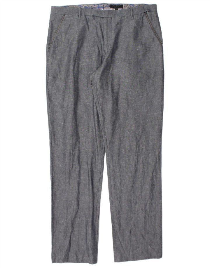 TED BAKER Pantalón chino recto para hombre W34 L32 Algodón azul