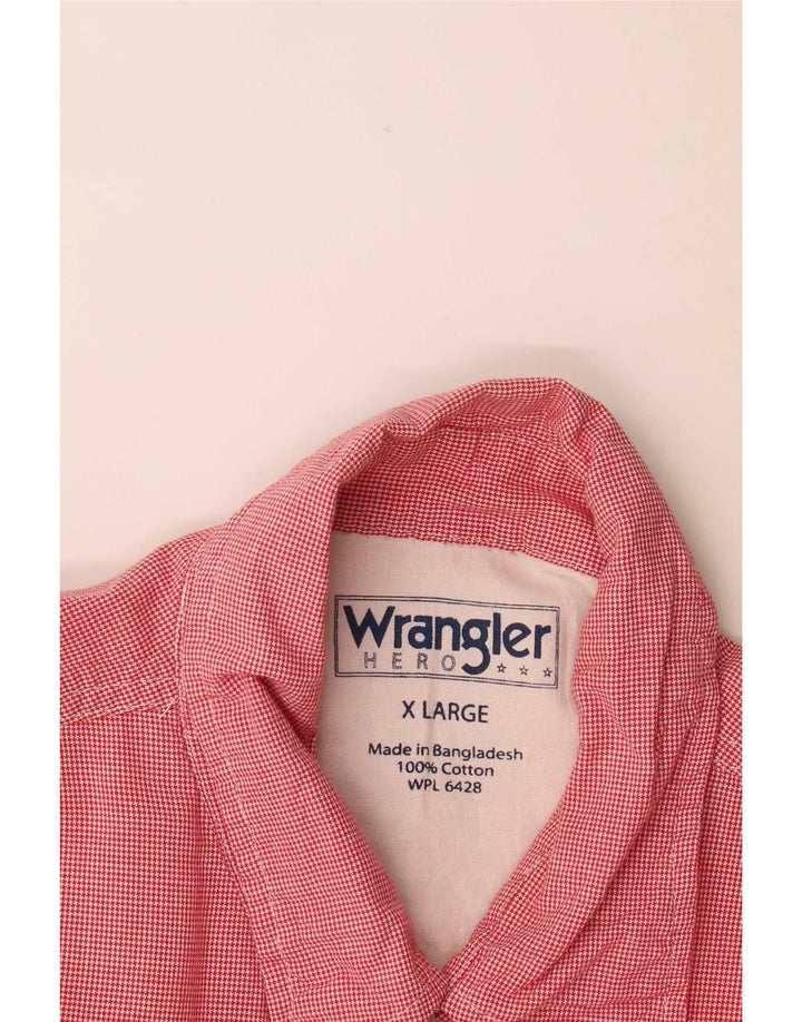 Wrangler Camisa De Manga Corta Hombre XL Algodón Pata De Gallo Rojo