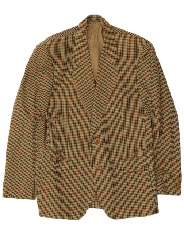 Monza Chaqueta tipo blazer de 2 botones para hombre IT 48 Medium Khaki Gingham Cotton