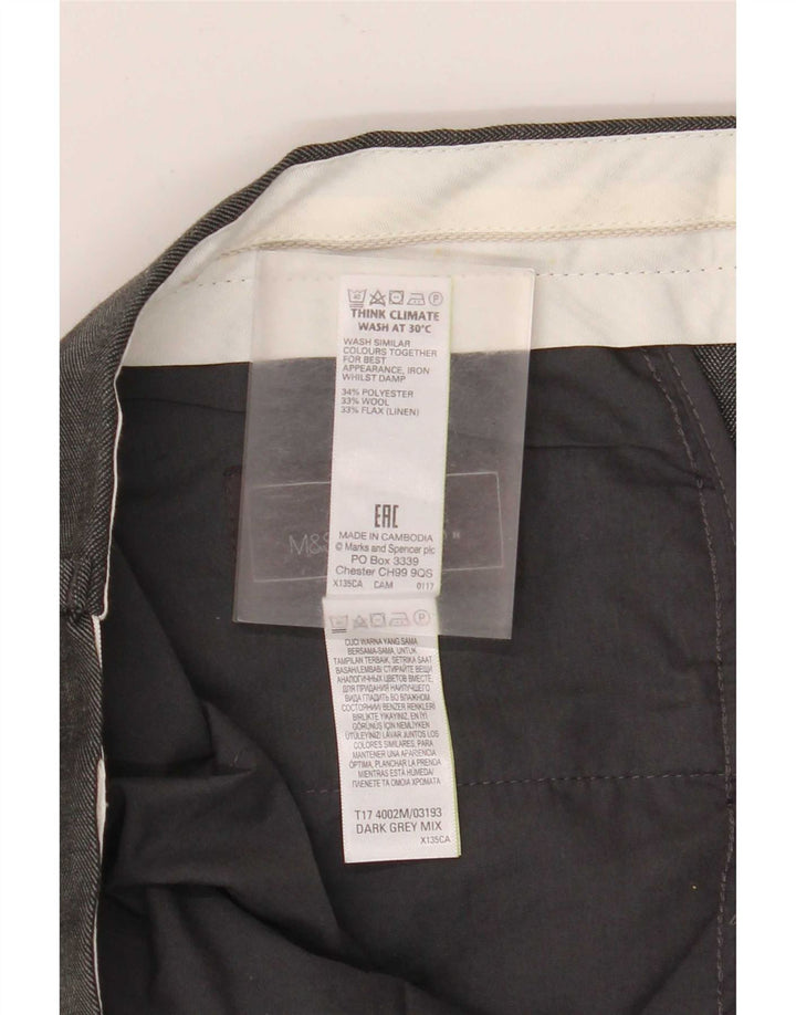 Marks & Spencer Pantalones de traje rectos de corte entallado para hombre W36 L31 Cuadros grises