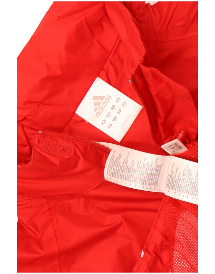 Adidas Chaqueta impermeable con capucha para hombre UK 38 Mediano Rojo Poliéster
