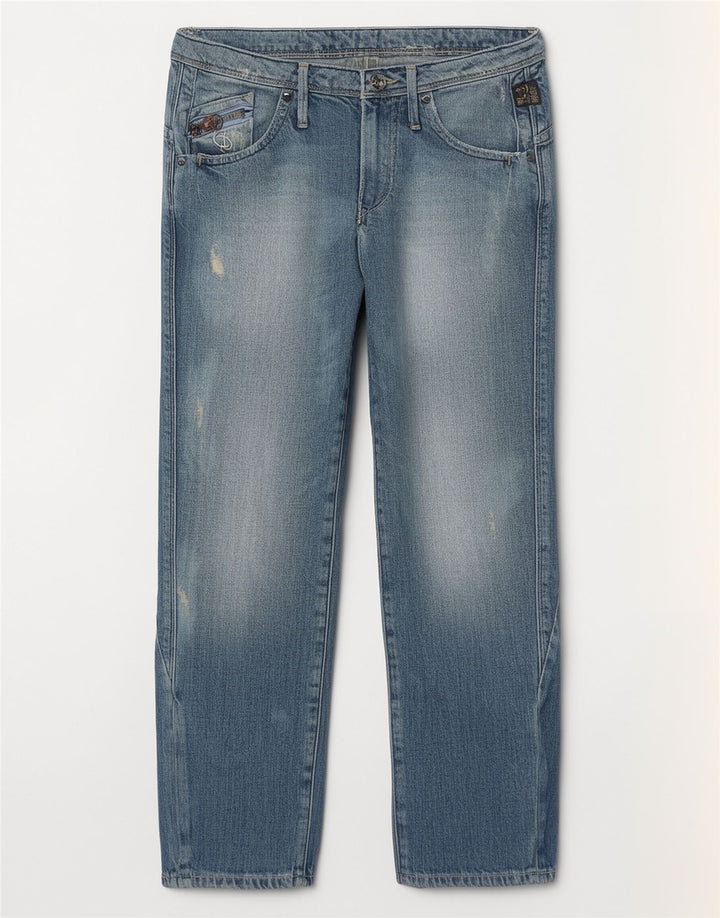 Jeans Rectos Desgastados Para Mujer G-Star W27 L27 Algodón Azul