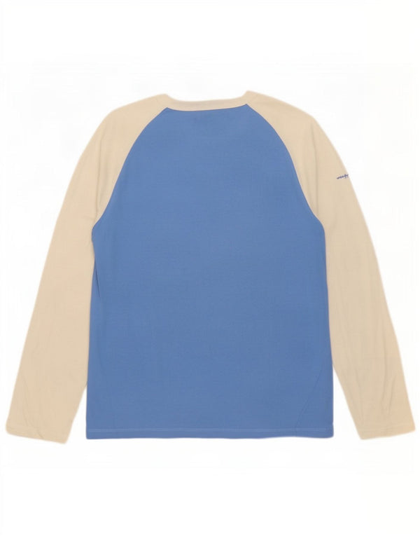Champion Top gráfico de manga larga de algodón con bloques de color azul grande para hombre