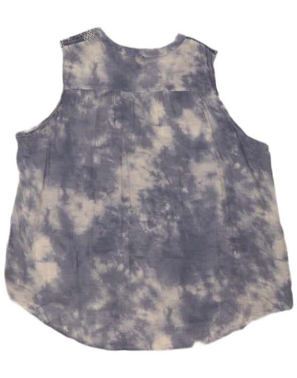 Blusa extragrande sin mangas para mujer Lee UK 22 3XL Rayón teñido anudado azul