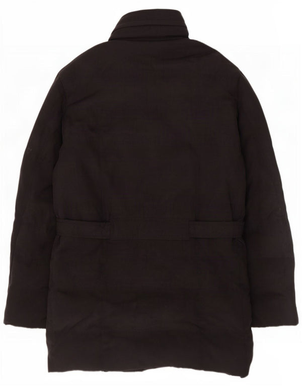 Abrigo acolchado con capucha vintage para hombre UK 36 Small Black