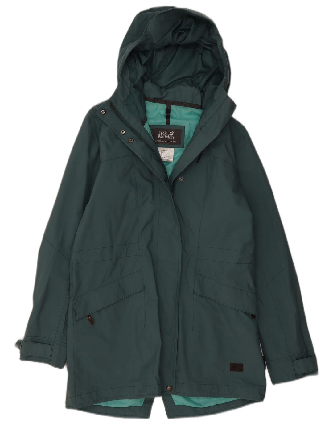JACK WOLFSKIN Chubasquero con capucha para mujer UK 8/10 Small Verde Poliamida
