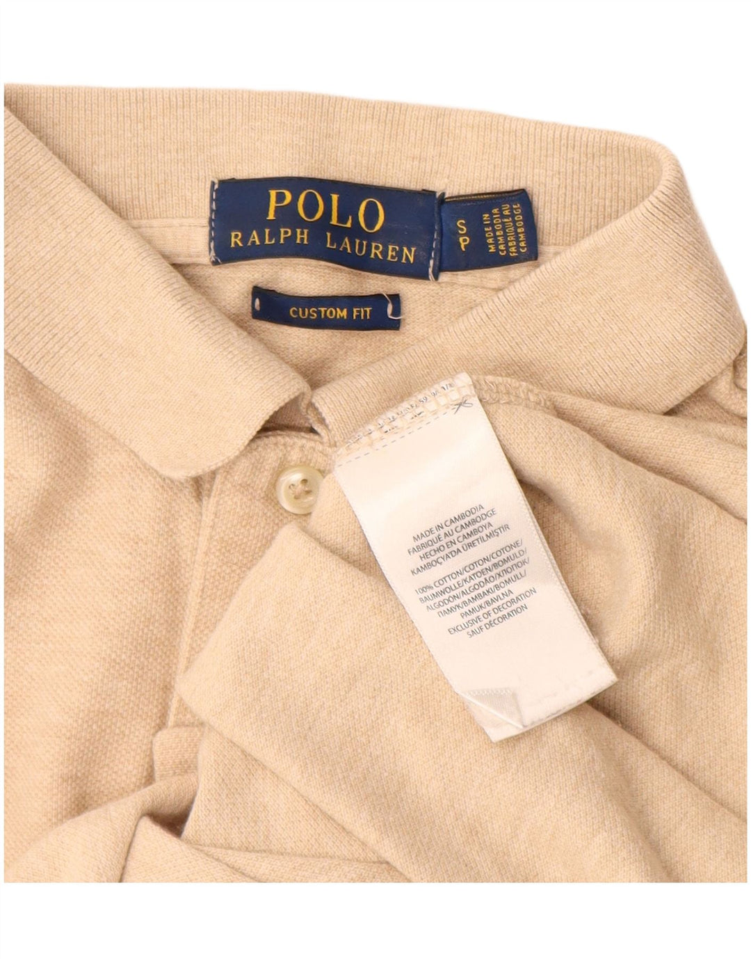 POLO RALPH LAUREN Polo de ajuste personalizado para hombre pequeño algodón beige