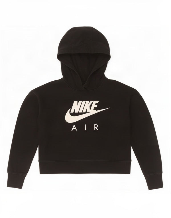 Nike - Sudadera con capucha para niña (10-11 años, talla mediana, algodón negro)