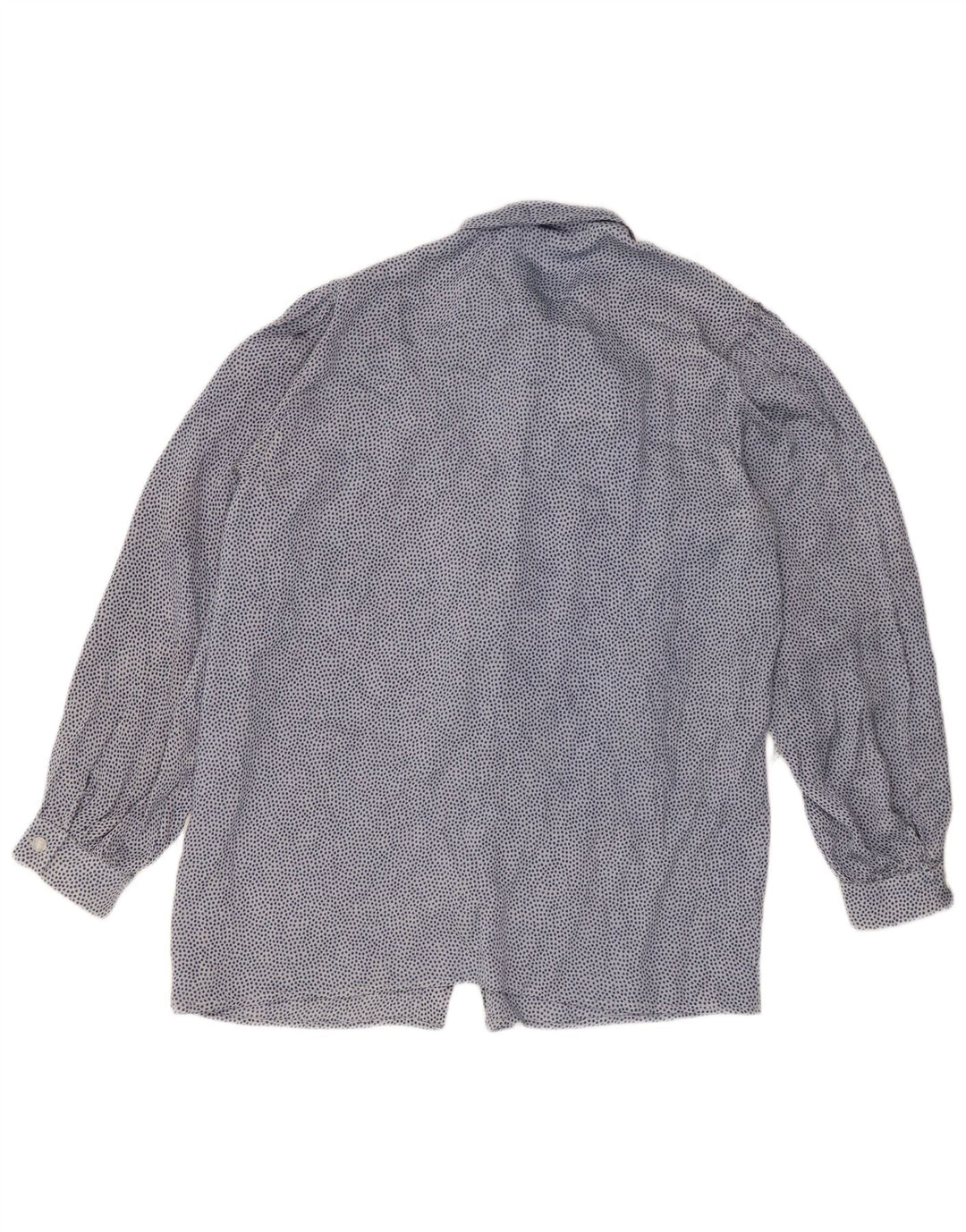 Vintage mujer frente corbata camisa blusa Reino Unido 16 grande azul manchado