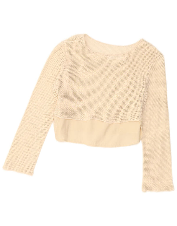 Zara Top Crop Crochet Manga Larga Niña 13-14 Años Beige Algodón