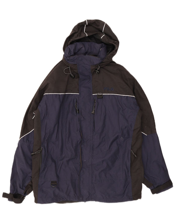 Fila Chaqueta de esquí con capucha para hombre UK 38 Medium Azul marino Colorblock Nylon Sports