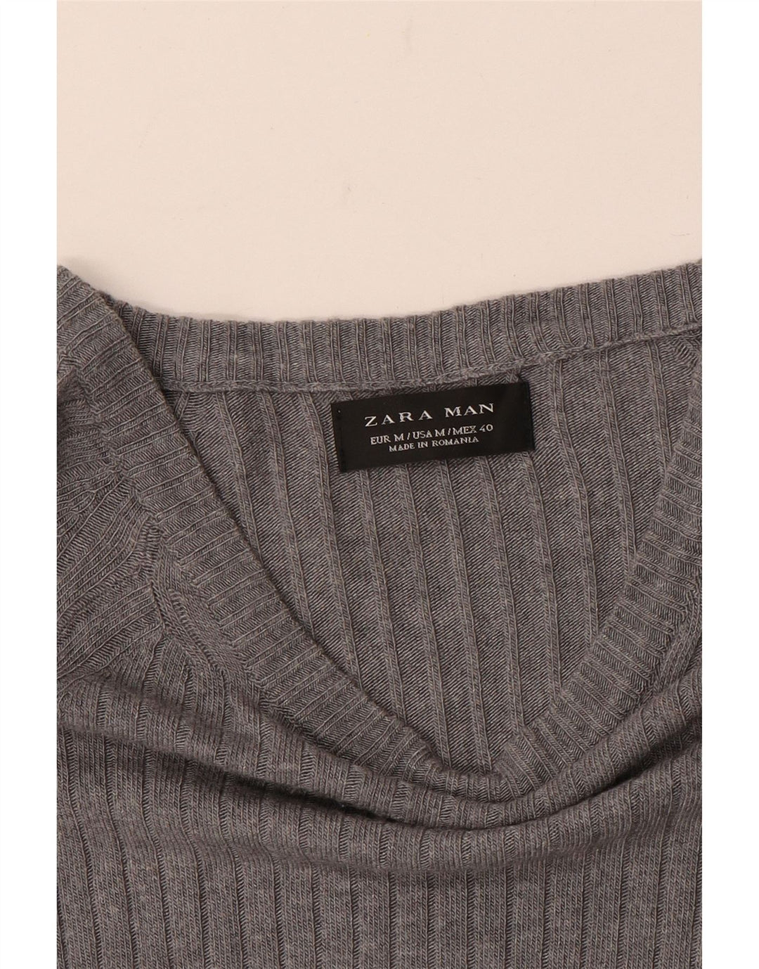 Zara Hombre Top Manga Larga Gris Medio