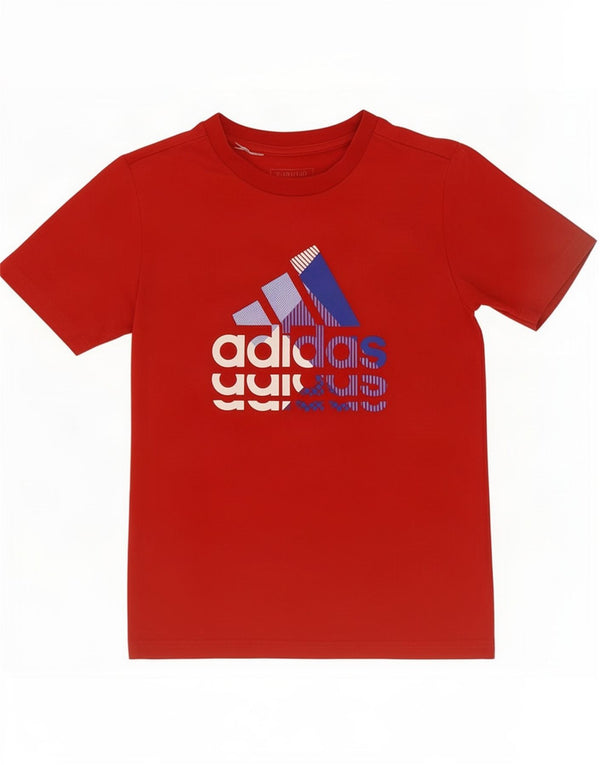 Adidas Boys Graphic T-Shirt Top 9-10 Years Red Cotton