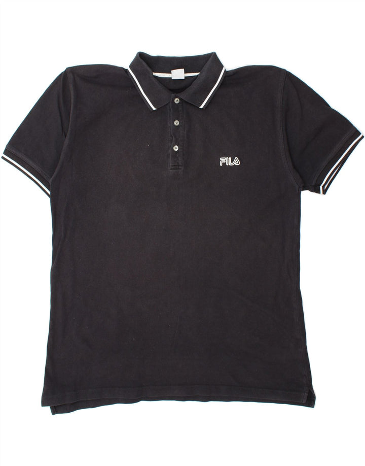 FILA Mens Polo Shirt IT 48 Medium Black Cotton Vintage Fila and Second-Hand Fila from Messina Hembry 