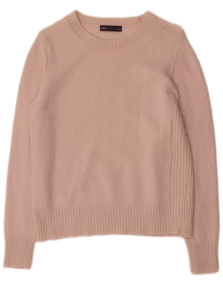 Marks & Spencer Jersey con Cuello Barco para Mujer UK 44 Lana Rosa Mediana