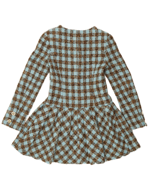 Vintage mujer vestido abrigo Reino Unido 10 pequeño azul cheque