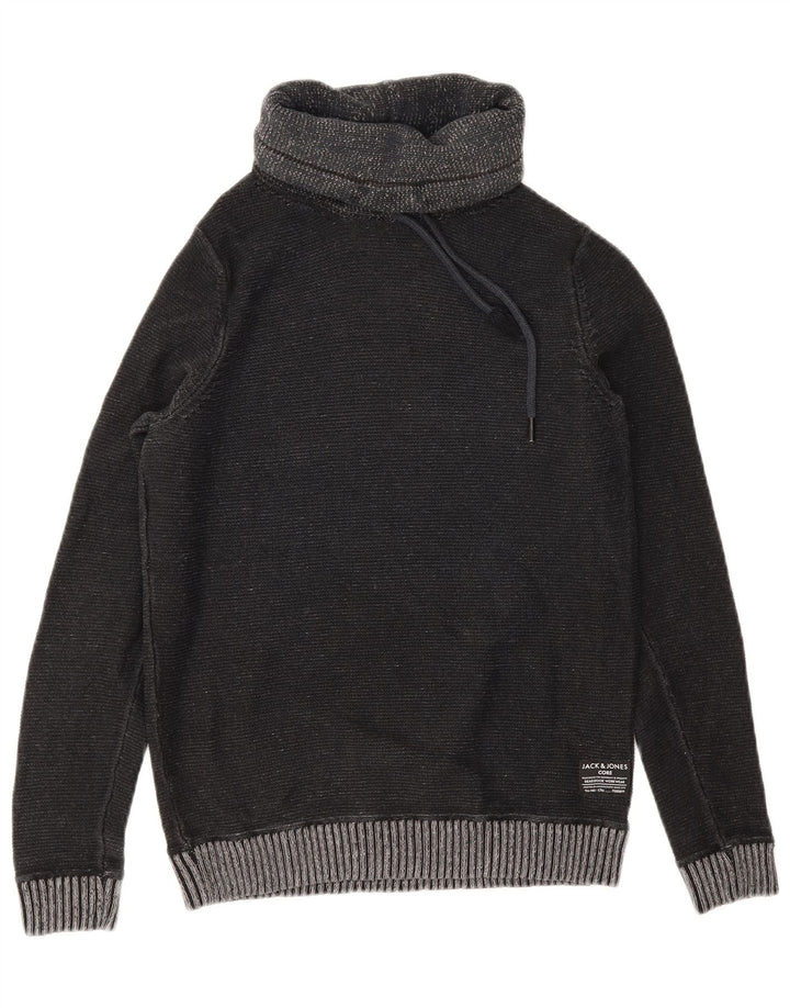 JACK & JONES Jersey con cuello vuelto para hombre, talla pequeña, gris
