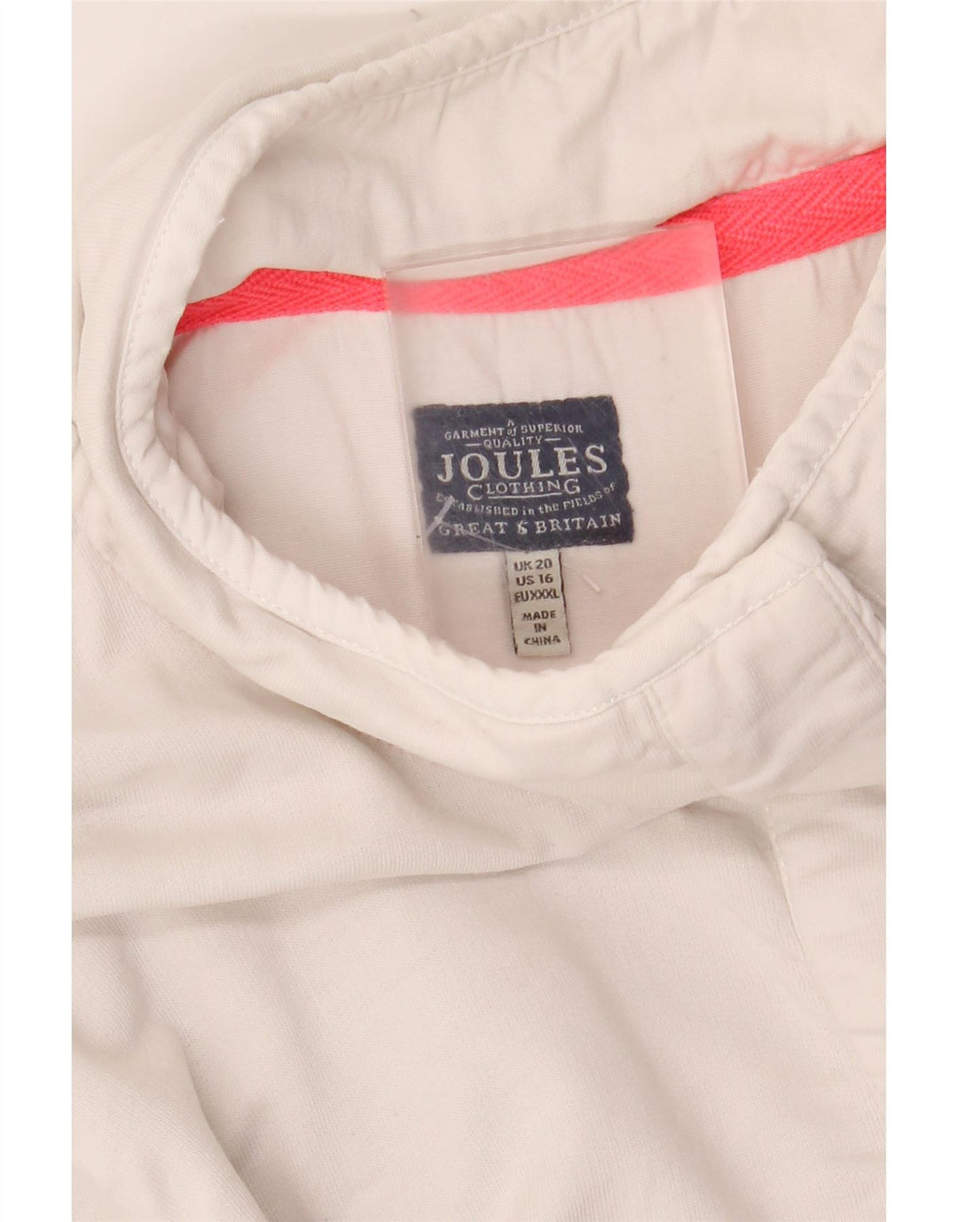 JOULES Sudadera con cuello y botones para mujer UK 20 2XL Blanco a rayas