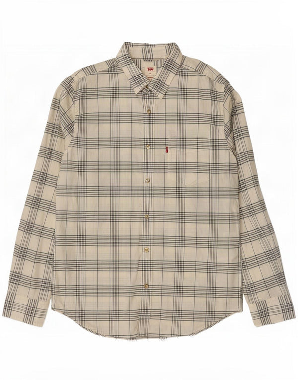 Camisa Levi's de corte estándar para hombre de algodón a cuadros blancos medianos