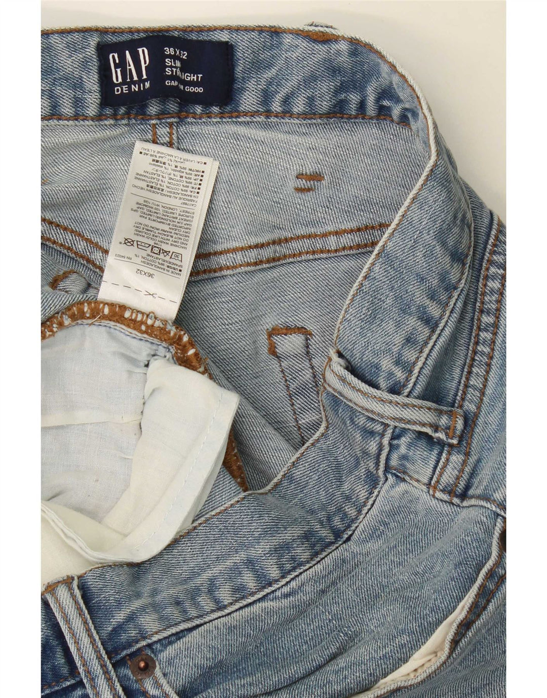 Vaqueros rectos ajustados para hombre Gap W36 L32 Algodón azul