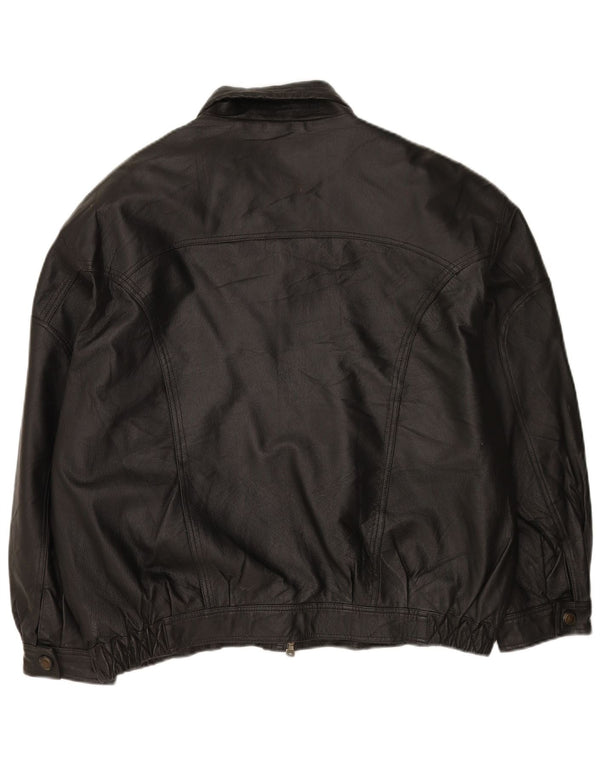 Chaqueta de cuero vintage para hombre Reino Unido 42 XL cuero negro