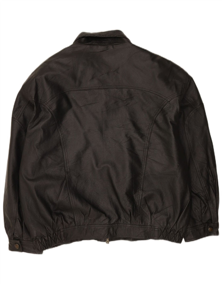 Chaqueta de cuero vintage para hombre Reino Unido 42 XL cuero negro