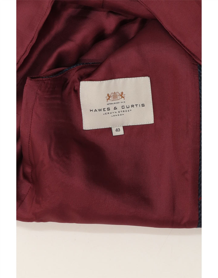 Hawes & Curtis Chaleco para hombre UK 40 Medium Azul marino Check Viscosa