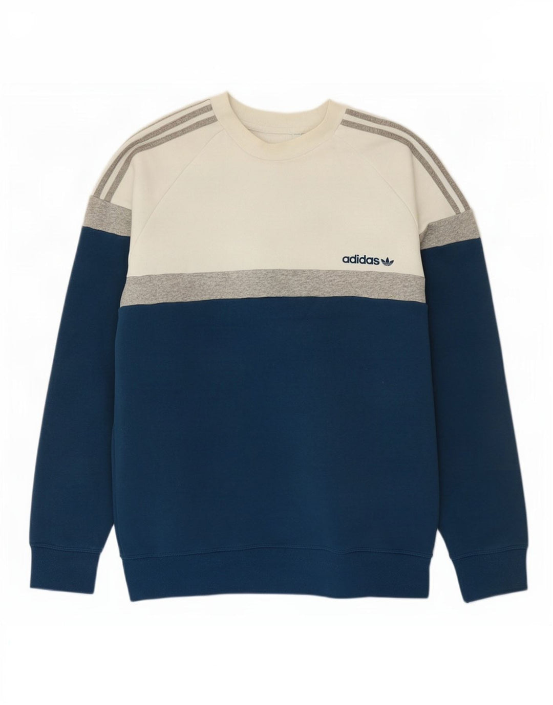 Adidas Hombre Sudadera Jumper Azul Medio Colorblock Algodón