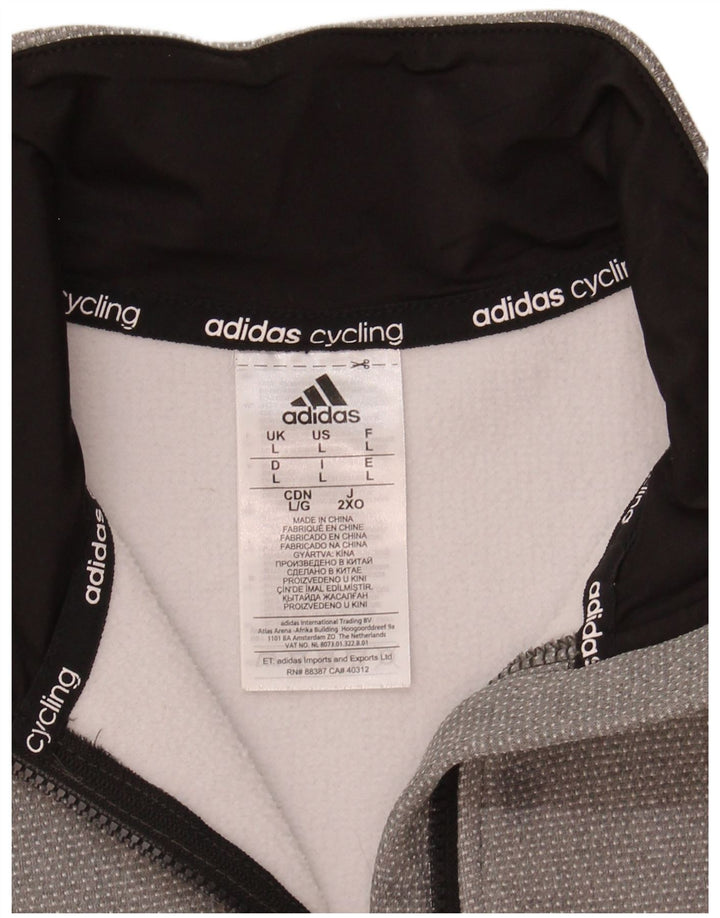 Adidas Hombre Zip Neck Sudadera Jumper Grande Gris Poliéster