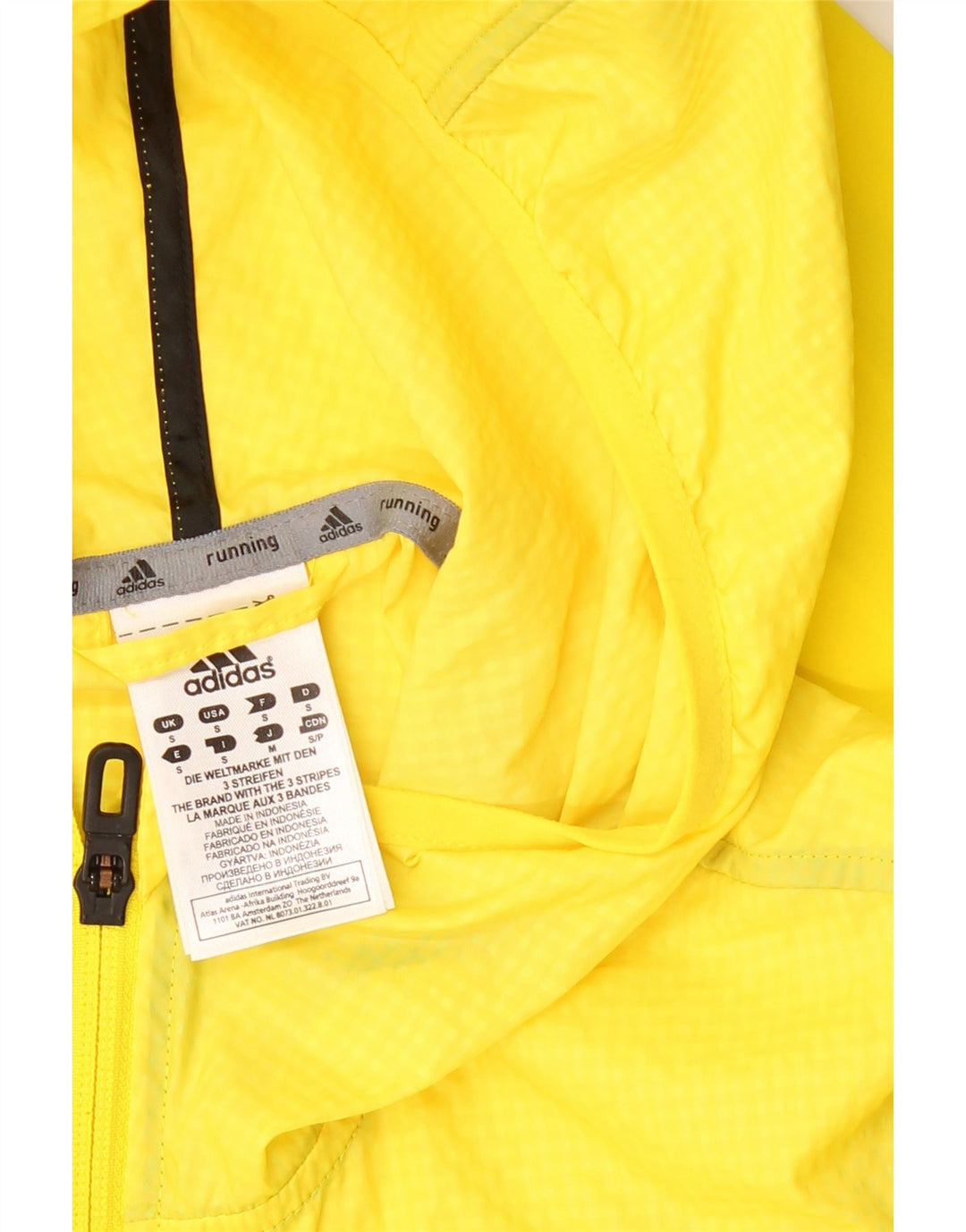 ADIDAS Chaqueta impermeable con capucha gráfica para hombre Reino Unido 36 Poliéster a cuadros amarillo pequeño