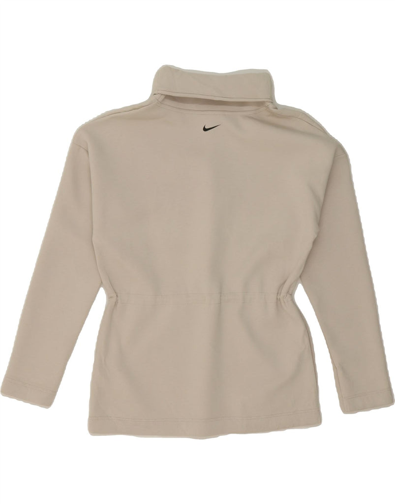 NIKE Womens Dri Fit Oversized Roll Neck Sweatshirt Jumper UK 6 XS Beige Vintage Nike and Second-Hand Nike from Messina Hembry 