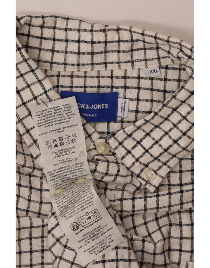 Jack & Jones Camisa para hombre 2XL Algodón a cuadros blanco