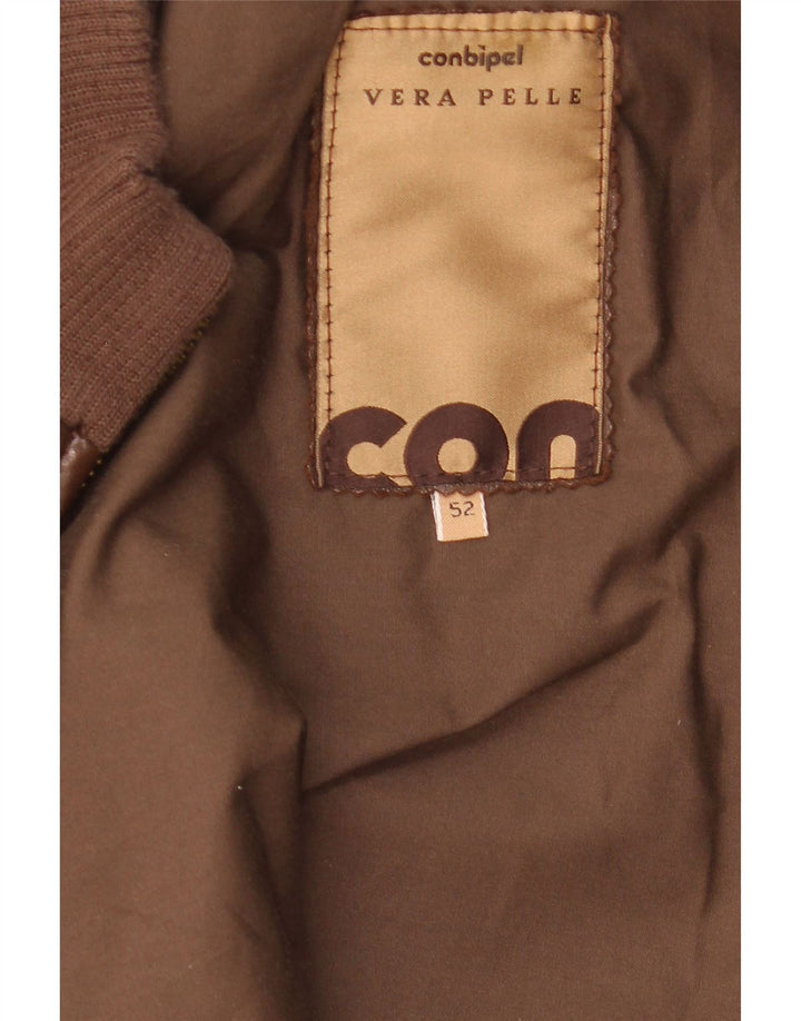 Conbipel Chaqueta de cuero para hombre IT 52 Cuero marrón grande
