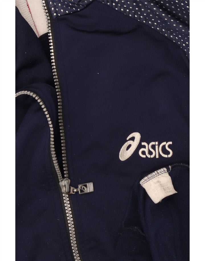 Asics Chándal para hombre Top Jacket UK 40 Large Azul marino Colorblock Poliéster